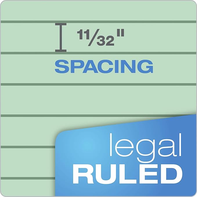TOPS Prism Writing Pads, 8-1/2" x 11-3/4", Legal Rule, Green, Perforated, 50 Sheets, 12 Pack (63190)