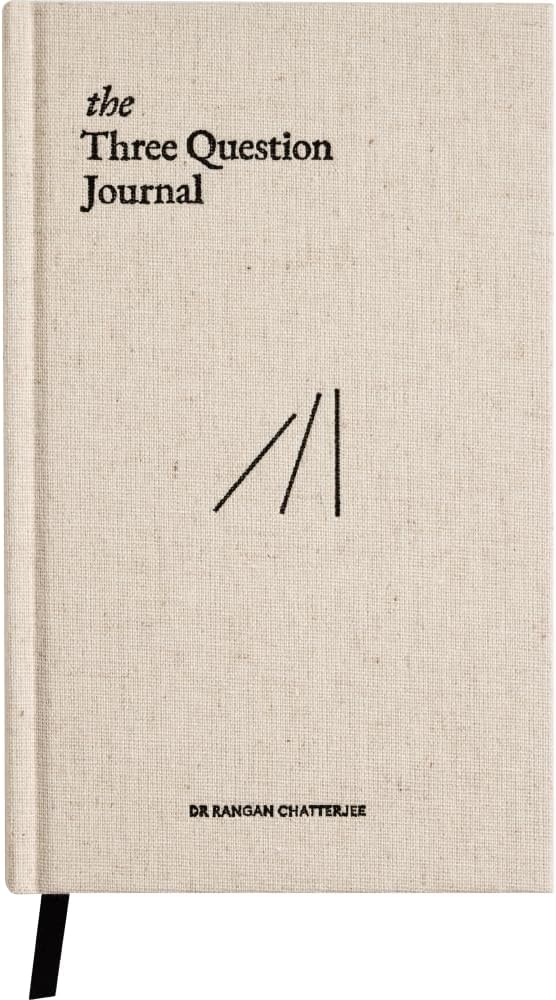 The Three Question Journal Dr. Rangan Chatterjee - Daily Gratitude Journal 2025 for Mindfulness, Stress Relief, Guided Journal for Daily Mental Wellness Personal Growth - Linen - Intelligent Change