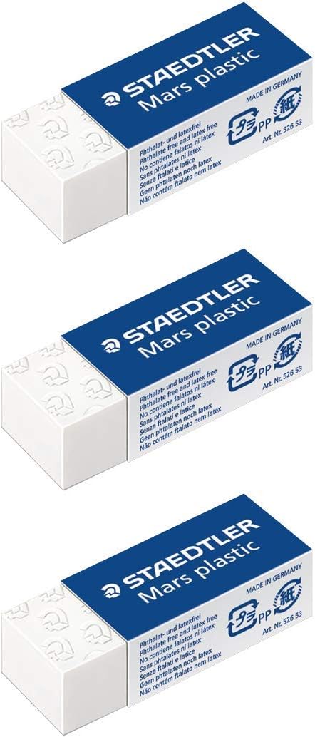 STAEDTLER Mars Plastic Eraser Pack Of 3 Plastic Mini, White