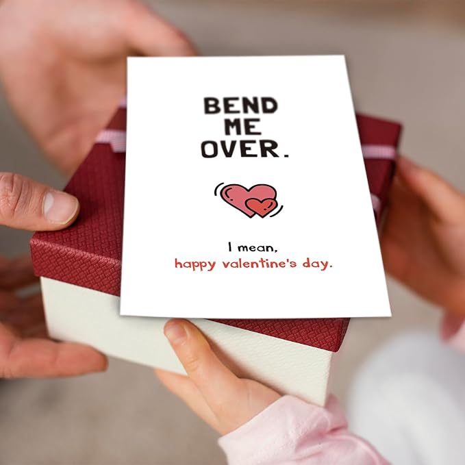 Funny Valentines Day Card for Him Her, Naughty Valentines Cards Gifts for Husband Boyfriend Men, Bend Me Over Happy Valentine’s Day Cards Gifts
