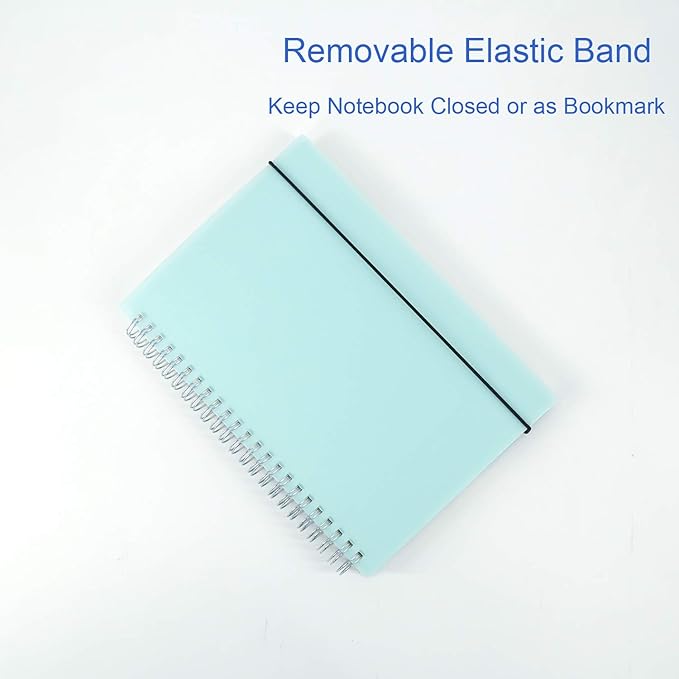 3 Pack A5 Spiral Bullet Dotted Journal with 120gsm Thick Paper, Dot Grid Spiral Notebook with Plastic Hardcover and Elastic Band Closure, 80 Sheets Per Pack 5.7X 8.3 inches