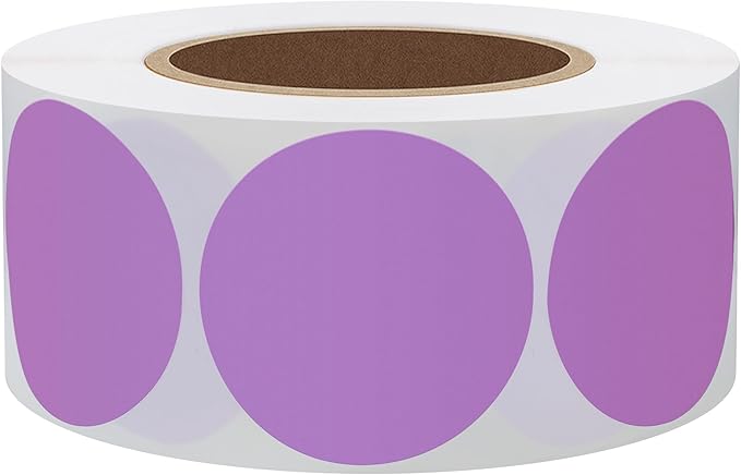 Hybsk 1.5 inch Circle Color Direct Thermal Stickers Shipping Labels for Barcodes,Name Tag,DIY Logo Design,Inventory– Compatible with Zebra,Rollo,Munbyn,and More-750 pcs (1.5 inch,Purple)