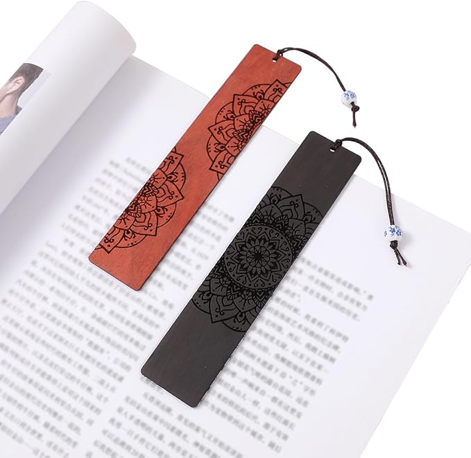 Mandala Bookmark, Book Marks for Book Lovers, Wooden Bookmarks for Adults, Book Lover Gifts (Round Mandala)