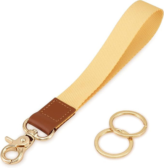 Wrist Lanyard for Women and Men, Keychain Lanyard for Keys, Wrist Keychain Strap Lanyard for Car Keys ID Badge Wallet Card Holder (Light Yellow)
