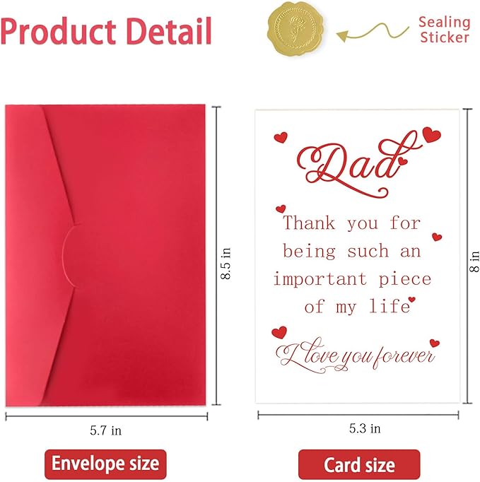 Funny Dad Birthday Card from Daughter Son, Sweet Birthday Gifts Cards for Father, Unique Thank You for Dad Card, Best Father Birthday Gifts Ideas