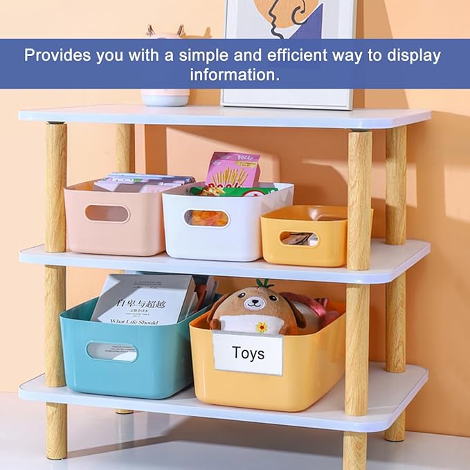 Diteje 20 Pack Plastic Wire Shelf Label Holder,Shelving Rack Retail Sign Hook Labels Clip On with Paper Inserts,2.36x1.50inch