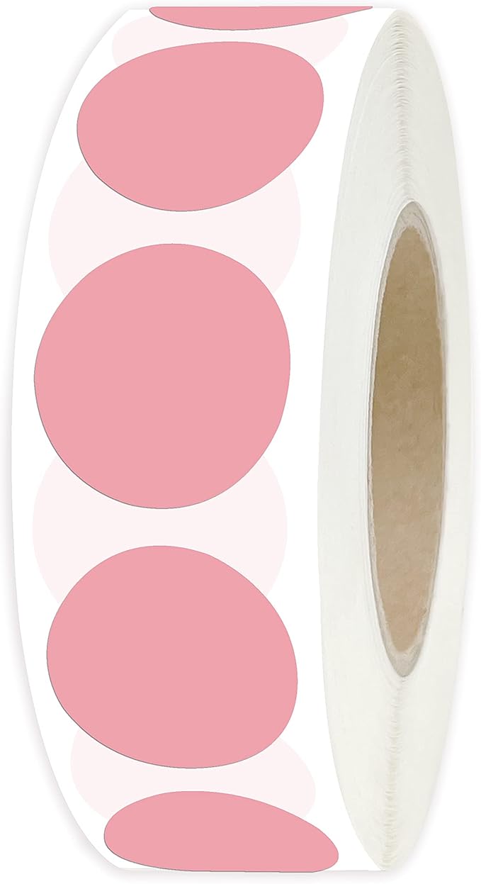 PARLAIM 0.75" Round Adhesive Color Coding Circle Dot Labels in Roll, 1000 Stickers per Dispenser Box, 3/4" Diameter for Yard Sale, Pink