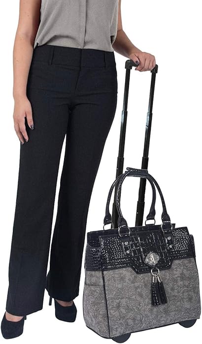 JKM and Company Alligator Compatible With Computer iPad, Laptop Tablet Rolling Tote Bag Briefcase Carryall Bag