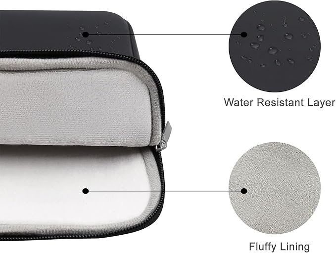 RAINYEAR 14 Inch Laptop Sleeve Soft PU Leather Case Protective Water Resistant Zipper Cover Carrying Bag Compatible with 14" Notebook Computer Chromebook, 14 MacBook Pro A2442(Black)