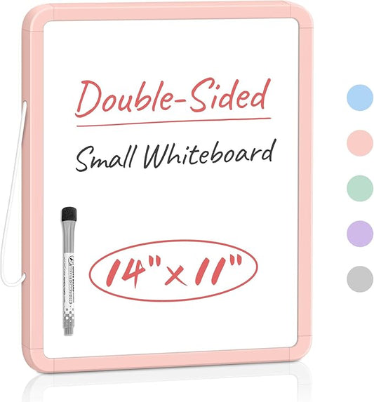 Small Double-Sided White Board Dry Erase Board For Wall, 14"x11" Hanging Whiteboard for Door, Mini Dry Erase Board with a black dry erase marker, Small Whiteboard for Kids Students, Back To School, Pk