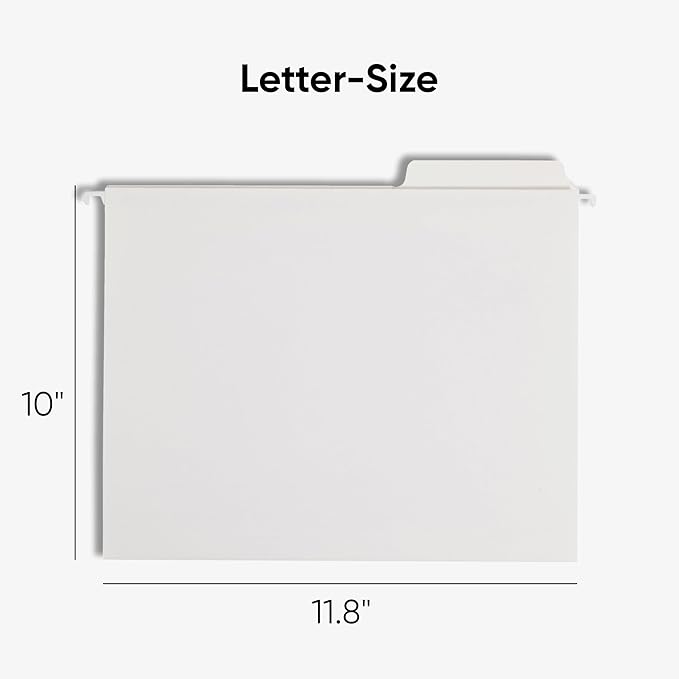 Smead FasTab Hanging File Folder, 1/3-Cut Built-in Tab, Letter Size, White, 20 per Box (64002)