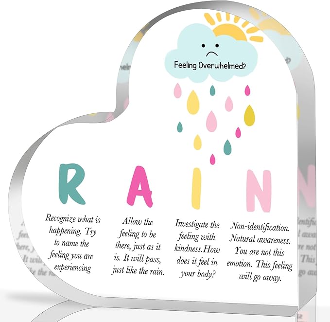 Mindfulness Technique Decor, Mental Health Rain Method Anxiety Coping Strategies Decorations for School Counselor Therapy Office Decor for Teacher Therapist Parents Counselor