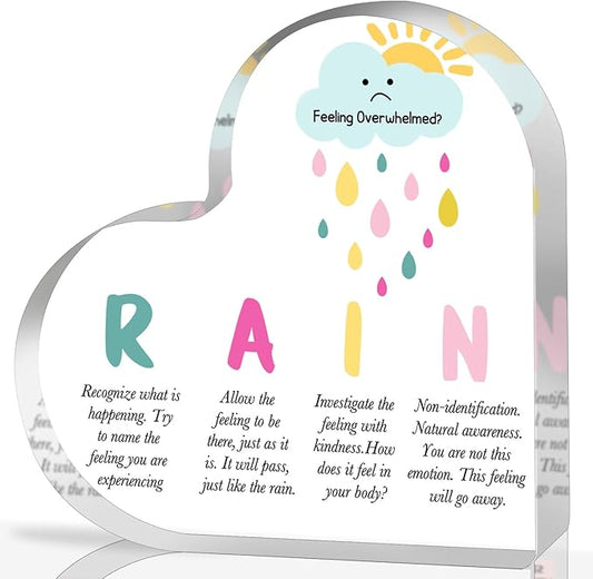 Mindfulness Technique Decor, Mental Health Rain Method Anxiety Coping Strategies Decorations for School Counselor Therapy Office Decor for Teacher Therapist Parents Counselor