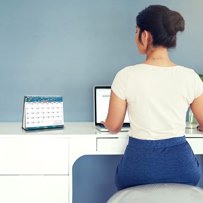 CRANBURY Small Desk Calendar 2025, 8x6" (Artwork), Standing Desktop Calendar with Gorgeous Monthly Designs, Perfect Size Stand Up Calendar, Stickers