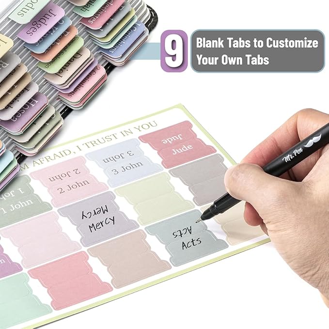 Mr. Pen- Bible Tabs, 75 Tabs, Minimal Morandi, Laminated Bible Tabs for Women and Men, Bible Tabs for Study Bible, Bible Index Tabs, Bible Book Tabs, Bible Labels Tabs, Mr Pen Bible Tabs