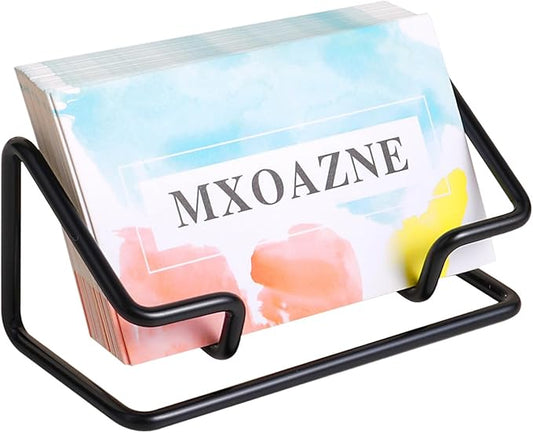 Black Business Card Holder for Desk, Metal Modern Business Card Holder Display Stand for Women Men, 1 Pack