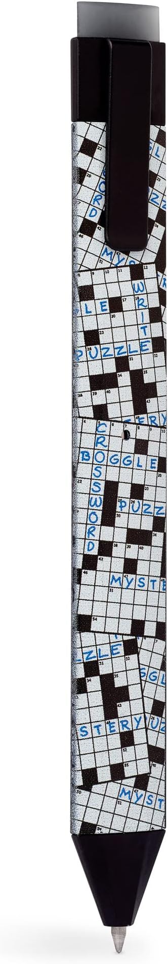 New Pen Bookmark with Refills | Erasable Ballpoint Gel Pen and Bookmark 3-in-1 | Ink Novelty Pen with Eraser | Page Marker | Book Marker | Page Holder Clip | Gift for Reader and Writer (Crosswords)