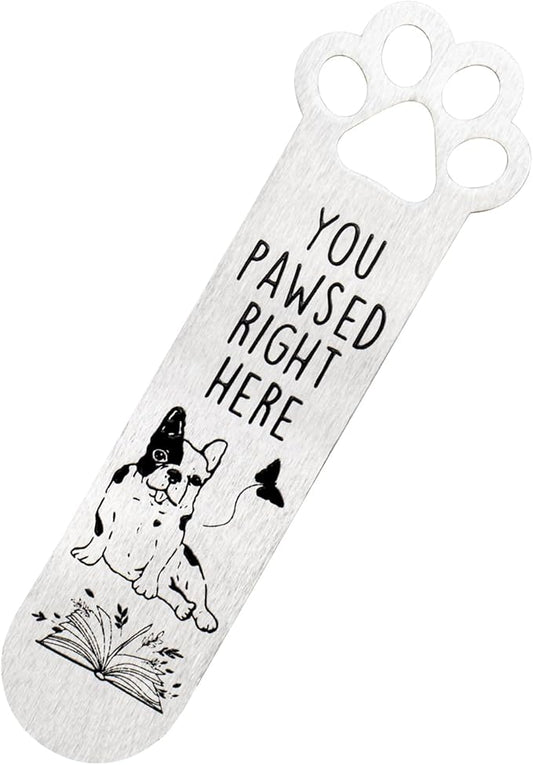 Metal Bookmarks for Reading Women Funny Bookmarks for Book Lovers Gifts Cute Bookmarks for Dog Lovers (MetalSilverDogPaw)