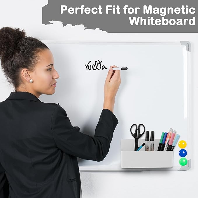 Magnetic Pen Holder,3 Compartments Magnetic Dry Erase Marker Holder,Extra Strong Magnet Storage Marker Pen Pencil Organizer for Refrigerator,Whiteboard,Locker Accessories(Long Style)