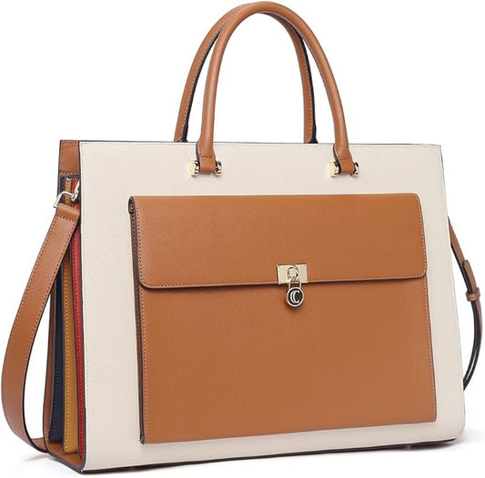 CLUCI Briefcase for Women Vegan Leather 15.6 Inch Laptop Bag Large Pocket Business Ladies Shoulder Bag