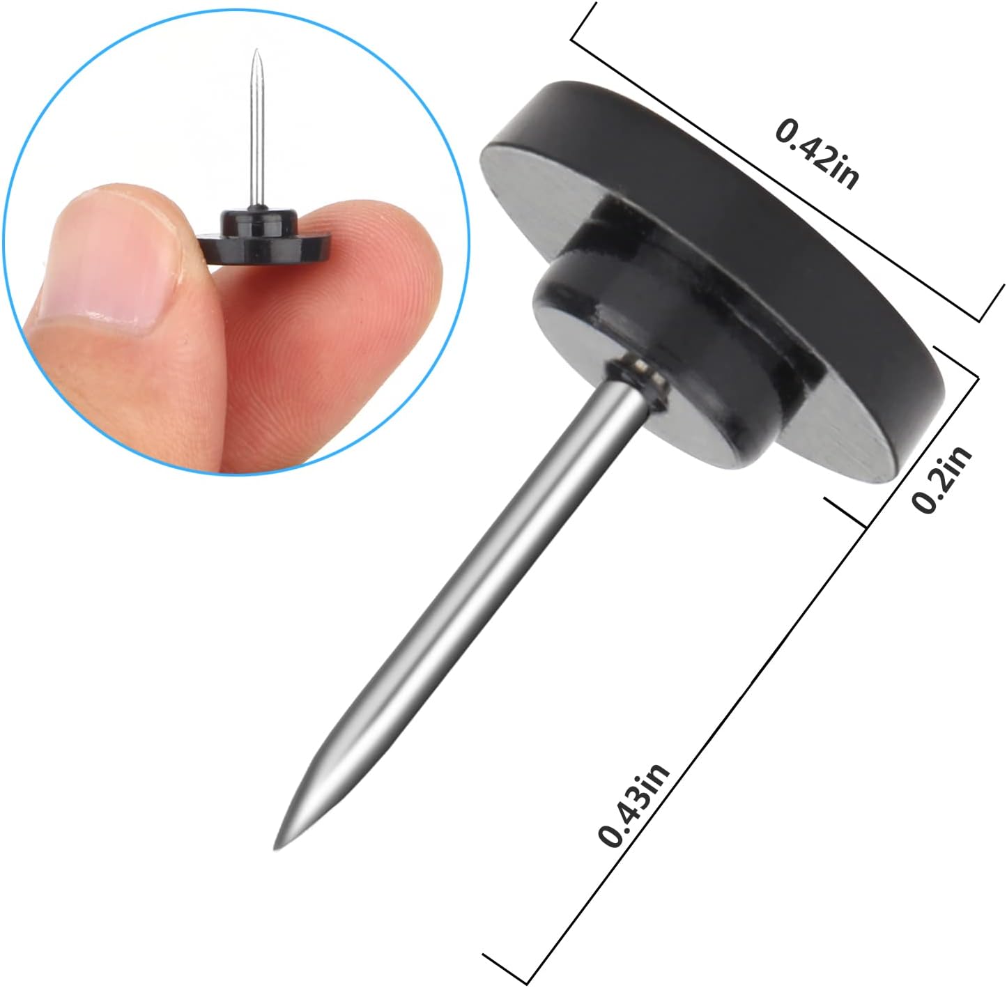 Push Pins 400-count Flat Black Thumb Tacks Steel Point and Plastic Head for Corkboard and Wooden Photo Wall