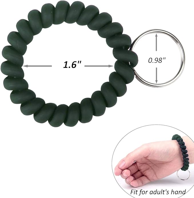 BIHRTC Pack of 6 Wrist Keychain Spiral Stretchable Plastic Coil Wrist Key Holder Stretch Wristband Elastic Stretchable Spiral Bracelet Key Holder Key Ring for ID Badge Sauna Outdoor Sport