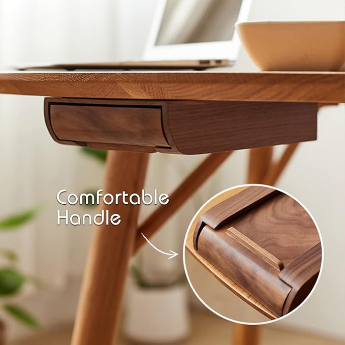 Under Desk Drawer Wood, Self-Adhesive Hidden Drawer Organizer Slide Out, Easy Installation Handmade Under Table Storage, Attachable Pencil Phone Holder For Office Home Classroom (Bamboo Big)