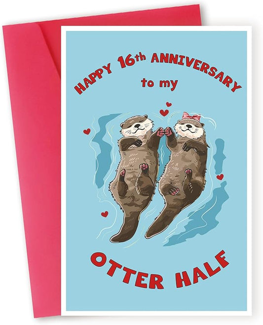Funny 16th Anniversary Card,16 Years Wedding Anniversary Card,Gifts for Him Her 16th Anniversary Card,Romantic Anniversary Card for Women Men