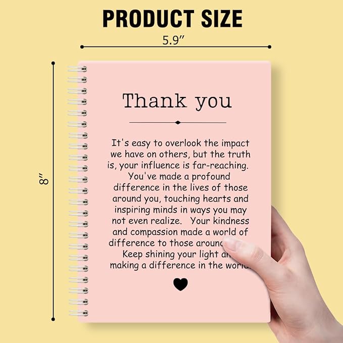 Thank You Pink Hardcover 160 Pages Spiral Notebooks, Funny Thank You Gifts for Women Men Coworkers Leader Mentor, Appreciation Gifts for Employees, Thanksgiving Gifts for Colleagues Leaders