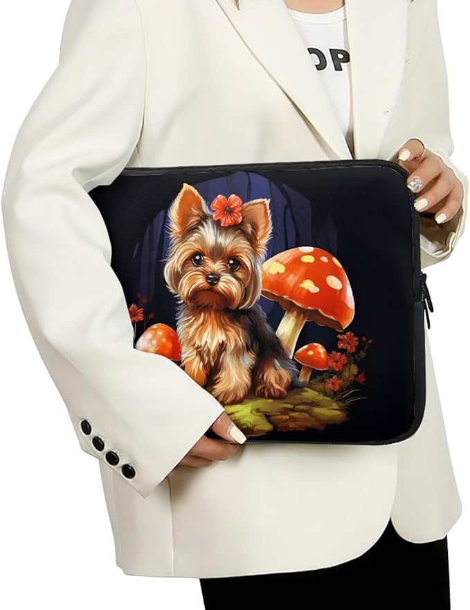 Cute Dog Laptop Sleeve Case for Women Men Mushroom Laptop Protector Durable Computer Sleeve 17 inch Suitable Gifts for Girls Boys Tablet Bag Laptop Accessories Black