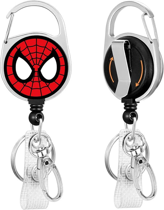 for Spider-Man ID Badge Holder with Clip Badge Reels Retractable Heavy Duty Id Card Vertical Lanyard Holder with Carabiner Badge Reel with 24 inches Pull Cord