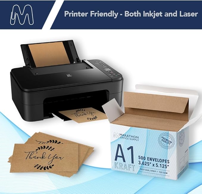 MOS A1 Invitation Envelopes – 3-5/8" x 5-1/8" Kraft Mailing Envelopes Self Seal (500 Count) – 120GSM/ 32LB Bond Heavy Duty – Gift Card, Business, Wedding, Card