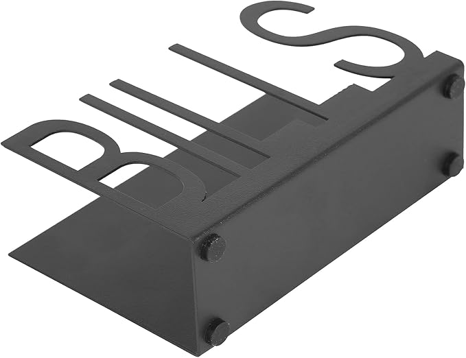 MyGift Black Metal Desktop Mail Sorter Organizer with Bills in Block Cut Out Letter Design