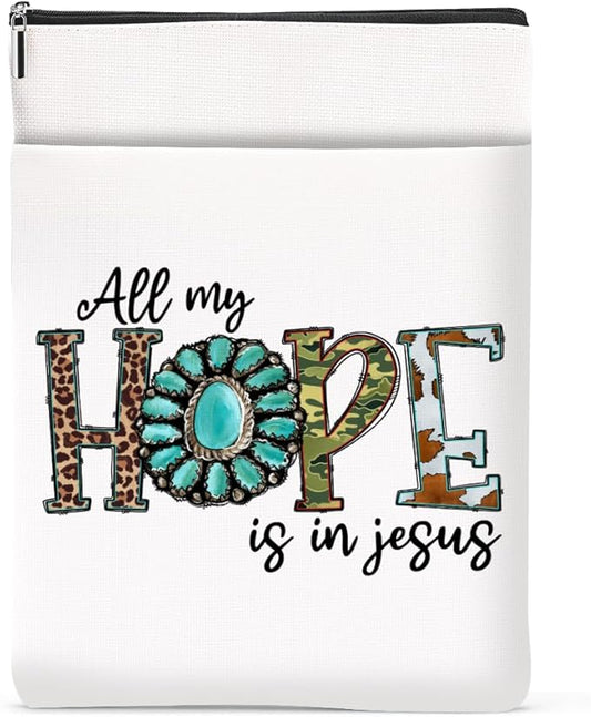 Inspirational Western Faith Christian Gifts Book Sleeve Book Cover Religious Cowgirl Accessories for Women Mom Girls Friendship Christmas Birthday Book Lovers Gifts Book Protector with Zipper