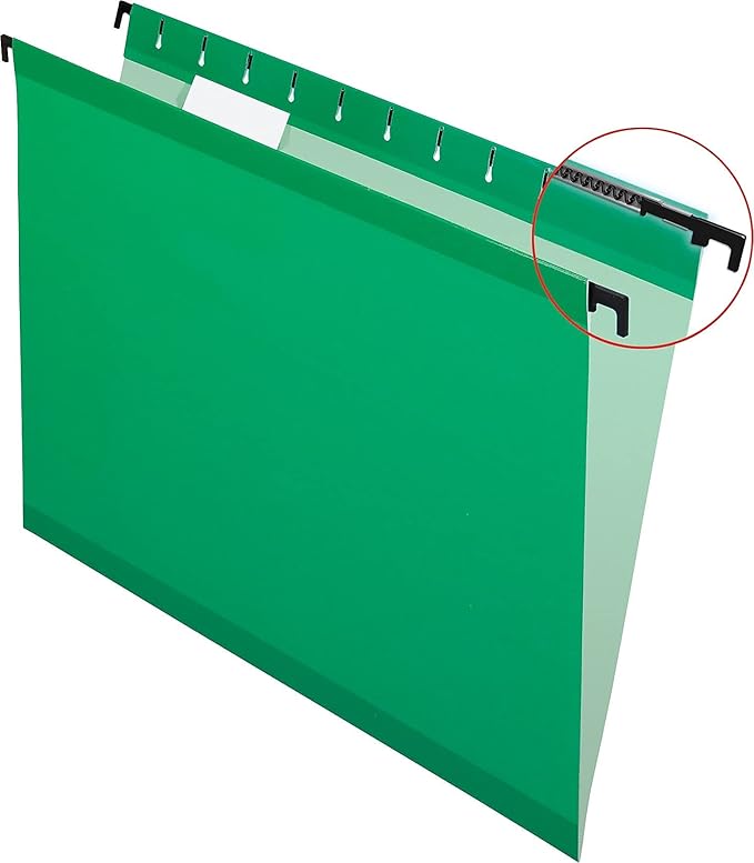 Pendaflex SureHook Reinforced Hanging Folders, Letter Size, Bright Green, 20 per Box (6152 1/5 BGR)