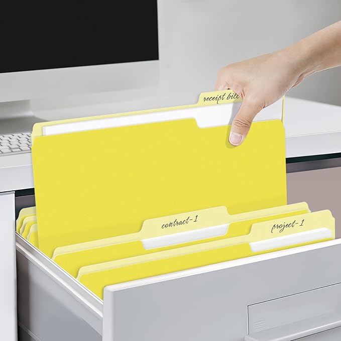 SUNEE File Folders, 30 Pack Manilla Folders 8.5 x 11, Colored File Folders Home Office School Supplies for Documents Files Paper,Yellow