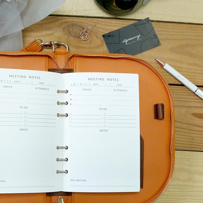 The Luna Premium Leather Journal Cover with 3 Detachable Notebooks & A Metal Ballpoint Pen - Compatible with A6 6-Ring Binder - Gift for Women - Journal Gift Set for Birthday