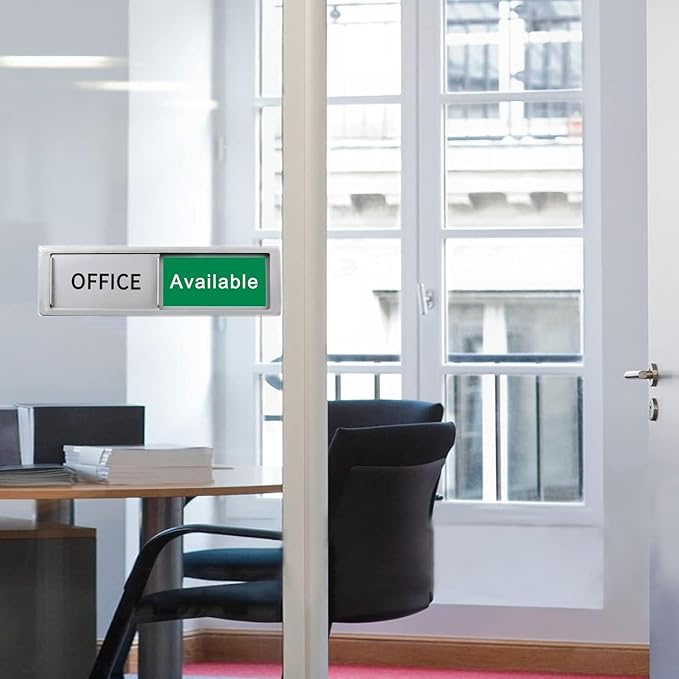 In Use/Available Sign,Non-Scratch Magnetic Privacy Sliding Door Signs Tells Whether Office Conference Room Vacant or Occupied, Silver