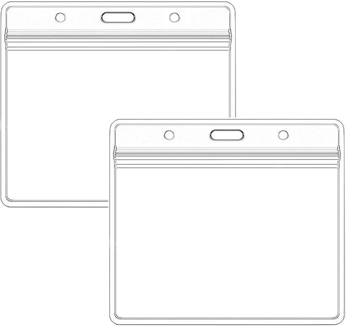 Extra Thick Horizontal ID Card Name Tag Badge Holder with Waterproof Type Resealable Zip (Holders, 100Packs)