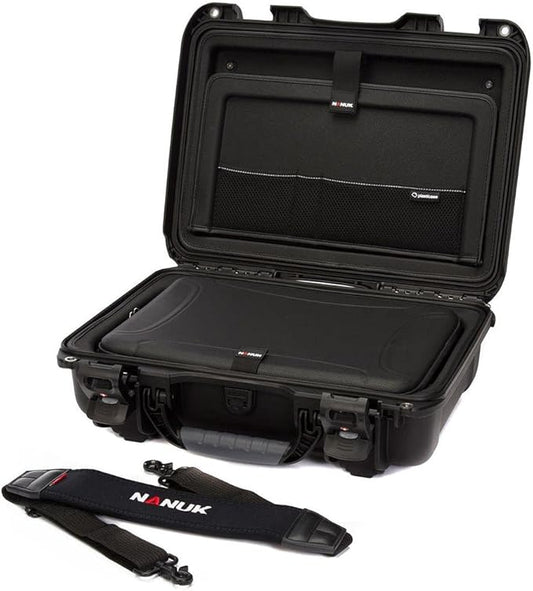 Nanuk 923 Hard Case with Sleeve & Shoulder Strap for 15" Laptop, Black
