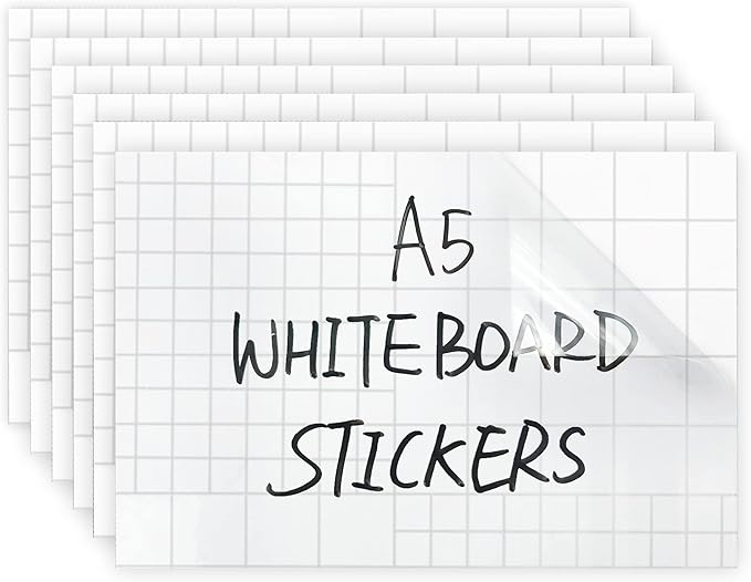 Clear Dry Erase Board Paper-Whiteboard for Fridge-Clear Contact Paper Sheets for Wall-Adhesive Dry Erase Board Sticker for Desk/Refrigerator/Office/Classroom/Wallpaper(5.82''X8.27''X6 Pcs)