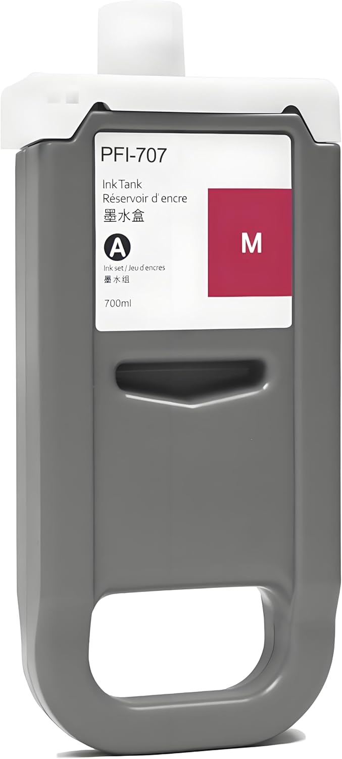 PFI-707 Ink Cartridge PFI707 Ink Tank Compatible with Canon imagePROGRAF PF830, iPF840, iPF850 CAD Plotters 700 ML (1-Pack, Magenta)