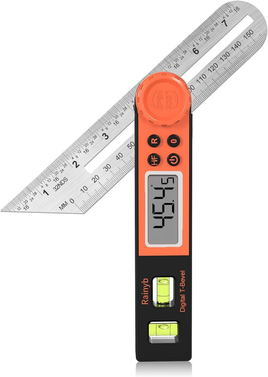 Digital Angle Finder Protractor 0-360 Degree T-Bevel Gauge & Protractor with Horizontal Vertical Bubble & Full LCD Display for Woodworking, Metalworking, Construction