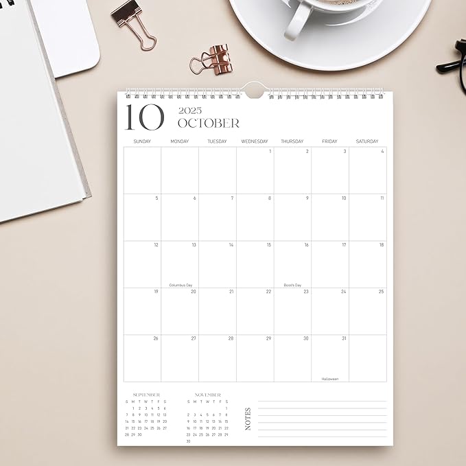 Wall Calendar 2025-2026 Covers January 2025 to June 2026, 14.5’’X11.1’’ Large 18 Months Spiral Vertical At A Glace Hanging Calendar for Home/Office with Big Writing Room Premium Paper