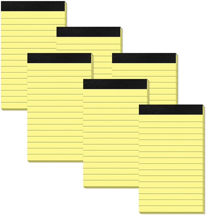 Small Note Pads 3x5 Yellow Pocket Writing Pads 6 Pack Lined Notepads Yellow Small Pads of Paper 3x5 Inch with 30 Sheets per Notepad 80Gsm Paper Pads Mini Note Pads 3x5" Pocket Notepads for Home Office