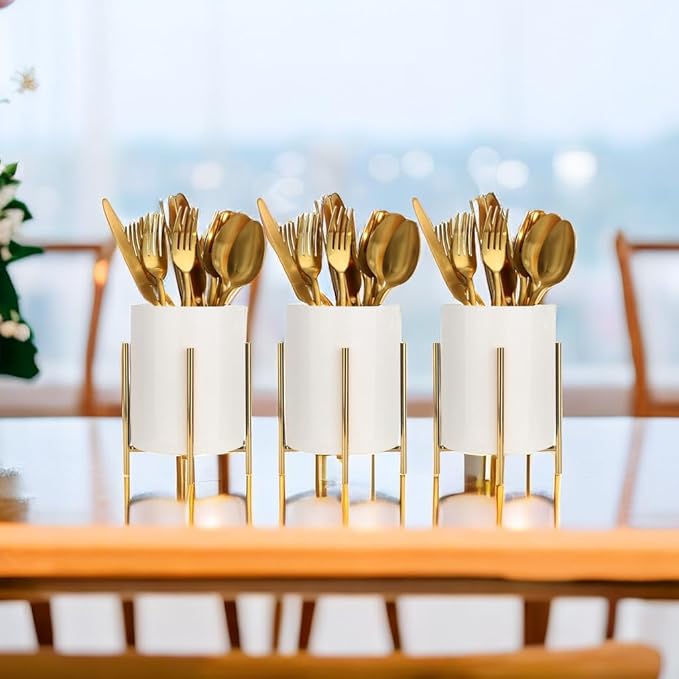 Pencil Holders & Pen Holders Gold Desk Accessories for Women Strong Metal and Ceramic Pen cup(High5.5'' x wide3.8'')