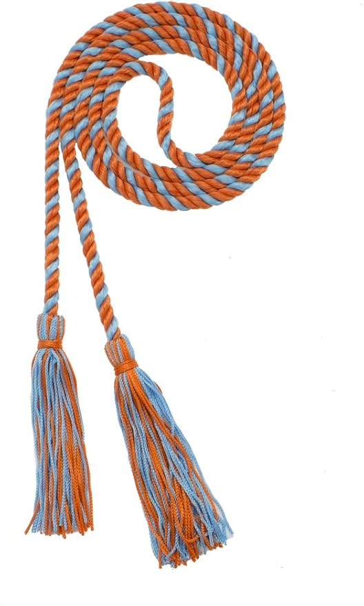 Tassel Depot Graduation Honor Cord - Orange/LT Blue - Every School Color Available - Made in USA