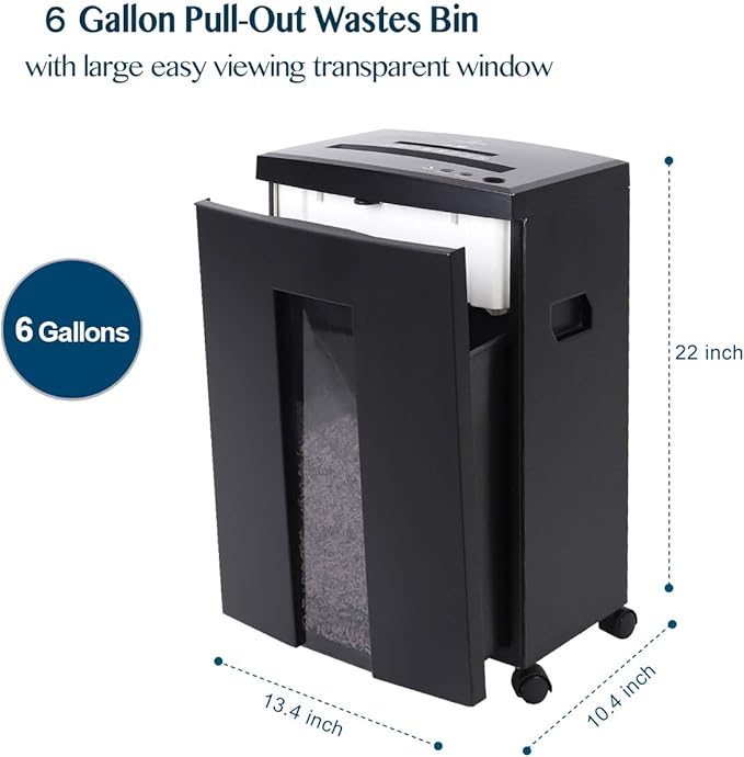 WOLVERINE 18-Sheet Shredders for Home Office Heavy Duty P-4 Security Level Crosscut Paper Shredder Paper/CD/Card Ultra Quiet Paper Shredder for Home with 6 Gallons Pullout Waste Bin SD9113(Black ETL)