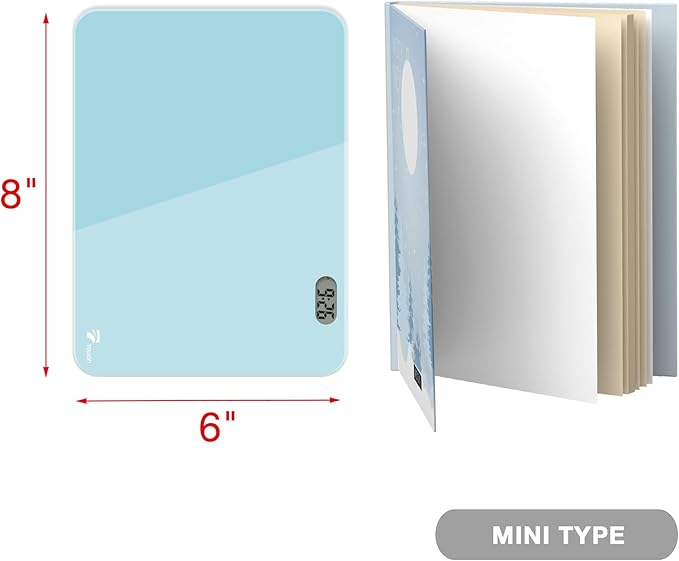 Small Glass Desk Whiteboard Dry-Erase Board with Clock, Small Travel Clock Keychain with Desk Notepad, Time Table Whiteboard for Desk Digital LED Light Display, 8x6 in with Accessories, Teal Blue