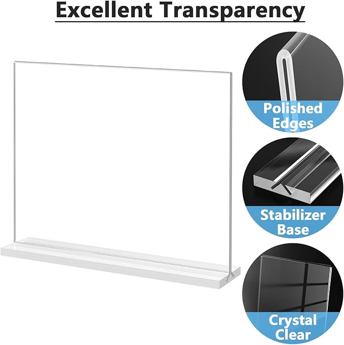 MaxGear 8.5 X 11 Acrylic Sign Holder Horizontal 12Pack, Double Sided Display Stand, Clear Table Sign Holders Flyer Menu Holders, Plastic Paper Holder Picture Frame for Office, Store, Restaurant